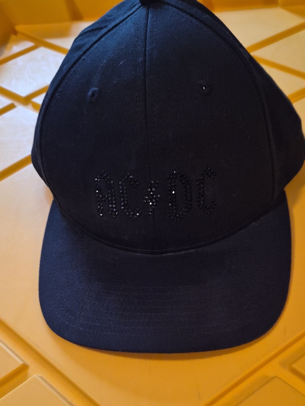 AC/DC Black Rhinestone Logo Curved-Brim Cap Lauren Moshi
